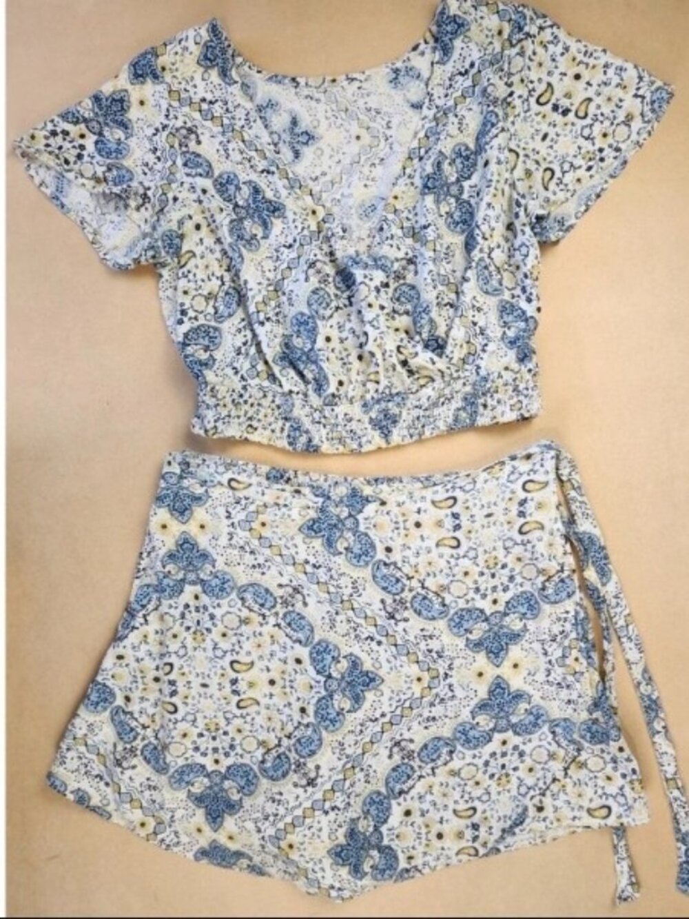 3/$20 Hollister 2-Piece Set Small Crop Top Wrap Skort Boho Festival Resort